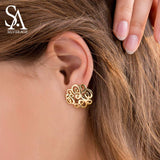 925 Silver Zirconia Goddess Earrings 14K Yellow Plated Stud Earrings