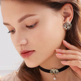 925 Silver Zirconia Goddess Earrings 14K Yellow Plated Stud Earrings