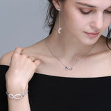 925 Silver Moon Zircon Earrings for Women