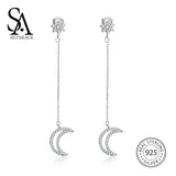 925 Silver Moon Zircon Earrings for Women