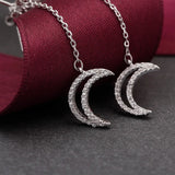 925 Silver Moon Zircon Earrings for Women
