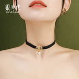 925 Silver Yellow Shell Plated Choker Rope Pearl Pendant Necklace