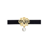 925 Silver Yellow Shell Plated Choker Rope Pearl Pendant Necklace