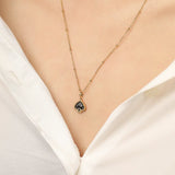Sterling Silver Black/Red Heart Pendant Necklace for Women