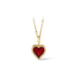 Sterling Silver Black/Red Heart Pendant Necklace for Women