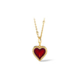 Sterling Silver Black/Red Heart Pendant Necklace for Women