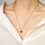 Sterling Silver Black/Red Heart Pendant Necklace for Women