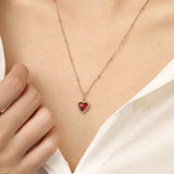 Sterling Silver Black/Red Heart Pendant Necklace for Women
