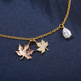 925 Silver Bracelet Yellow Maple Leaf Women Bangle Jewelry