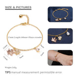 925 Silver Bracelet Yellow Maple Leaf Women Bangle Jewelry