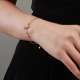 925 Silver Bracelet Yellow Maple Leaf Women Bangle Jewelry