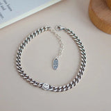 925 Silver Chain Link Bracelets Female Smile Star Adjustable Bangles Women
