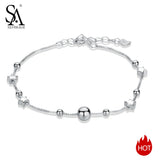 925 Silver Star Ball Chain Bracelet for Women
