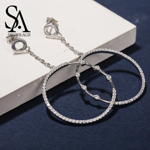 925 Silver Circle Hoop Earrings with Zirconia for Woman