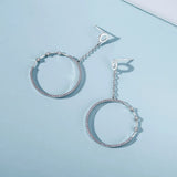 925 Silver Circle Hoop Earrings with Zirconia Long Earrings