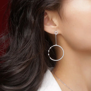 925 Silver Circle Hoop Earrings with Zirconia for Woman