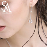 925 Silver Drop Earrings Long Women Brincos Rose