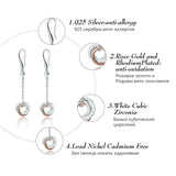 925 Silver Drop Earrings Long Women Brincos Rose