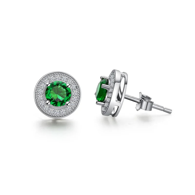 925 Sterling Silver Gemstone Stud Earrings for Women Three Colors