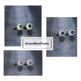 925 Sterling Silver Gemstone Stud Earrings for Women Three Colors