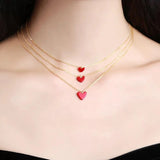 925 Sterling Silver Red Heart Choker Necklace for Women