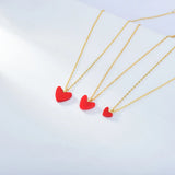 925 Sterling Silver Red Heart Choker Necklace for Women
