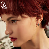 925 Silver Three-Color Square Hoop Earrings for Women