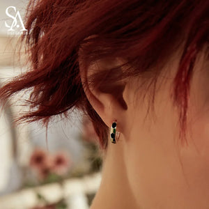 925 Silver Three-Color Square Hoop Earrings for Women