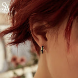925 Silver Three-Color Square Hoop Earrings for Women