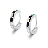 925 Silver Three-Color Square Hoop Earrings for Women