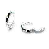 925 Silver Three-Color Square Hoop Earrings for Women