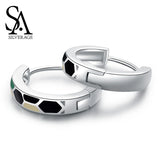 925 Silver Three-Color Square Hoop Earrings for Women