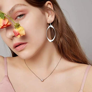 925 Silver Twisted Hoop Earrings Oval Dangle Drop For Women