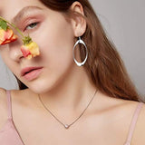 925 Silver Twisted Hoop Earrings Oval Dangle Drop For Women