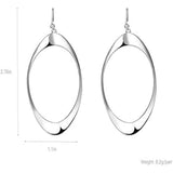 925 Silver Twisted Hoop Earrings Oval Dangle Drop For Women