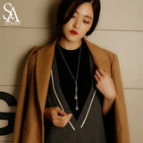 925 Silver Teardrop Pendant Long Necklace for Women