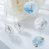 925 Silver Teardrop Pendant Long Necklace for Women