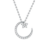 925 Silver Moon Star Pendant Necklace Choker Fine Jewelry