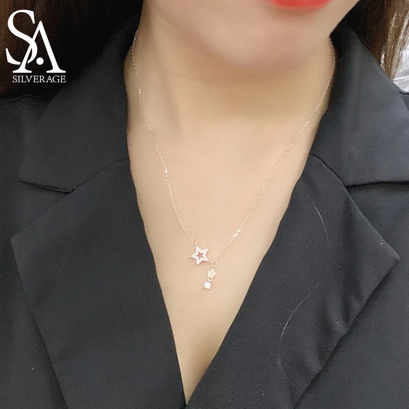 925 Silver Necklace Student Clavicle Chain Female Stars Women