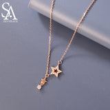 925 Silver Necklace Student Clavicle Chain Female Stars Women