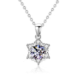 925 Silver Snow Flower Necklace Women CZ Shining Pendant Chain Necklaces