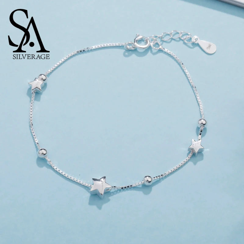 925 Silver Star Ball Charm Bracelet for Women