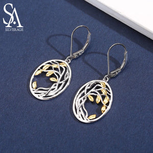 925 Silver Tree of Life Drop Earrings for Women