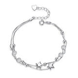925 Silver Two-layer Star Bracelet Women Link Adjustable