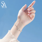 925 Silver Two-layer Star Bracelet Women Link Adjustable