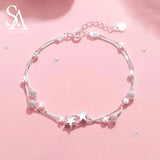 925 Silver Two-layer Star Bracelet Women Link Adjustable