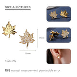 925 Silver Yellow Maple Leaf Stud Earrings Zirconia Asymmetry Earrings