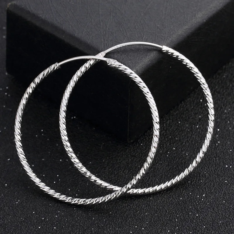 S925 Sterling Silver Earrings Women Large Hoops Hot