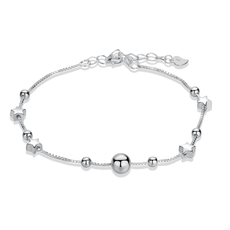 925 Silver Star Bangles for Women Rhinestone Love Gift to Girlfriend