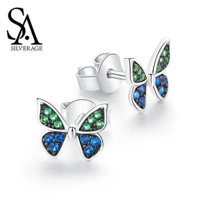 Butterfly Sterling Earrings Silver 925 Woman Original Tide Female Small